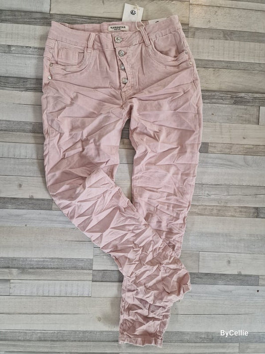 Oud roze stretch broek
