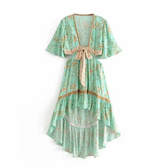 Boho Floral Print Sexy Beach Dress