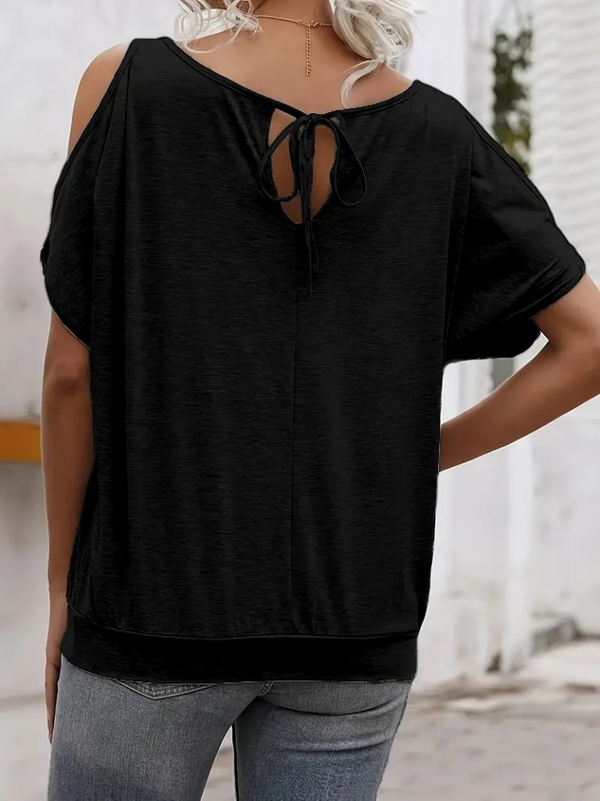 Zwart shirt, open schouders