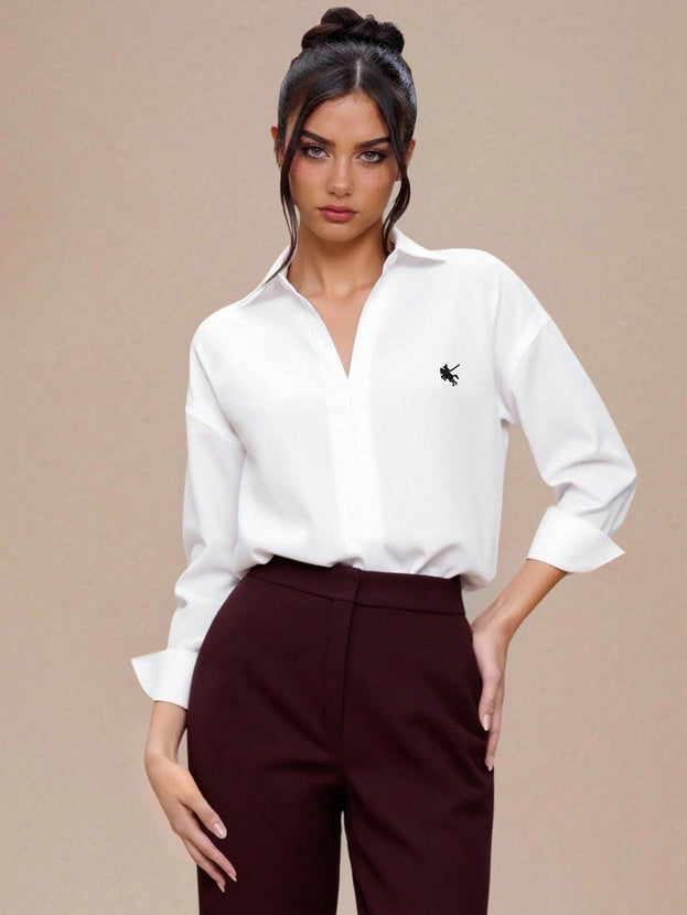 INAWLY Casual, veelzijdige body met geborduurde print voor forenzen
