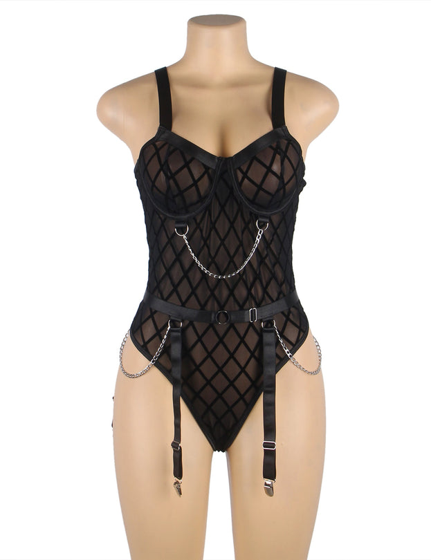 Black Mesh Bodysuit (XS t/m 6XL)