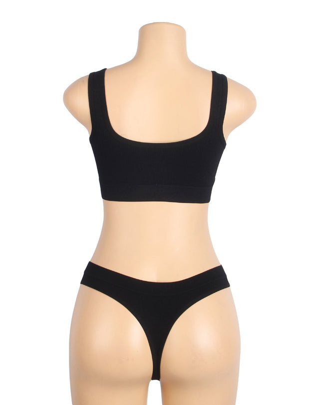 Zwarte sexy hole hartvormige gespen naadloze bh-set (XS t/m 6XL)