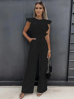 Elegant Women’s Ruffle Lace Jumpsuit