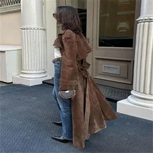 Vintage Faux Suede Lange Jas