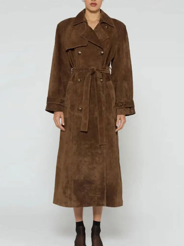 Vintage Faux Suede Lange Jas