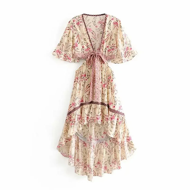 Boho  Floral Print Sexy Beach Dress