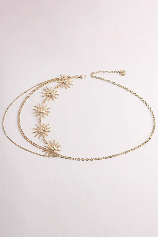 Gold Sun Multi Layered Chain Waist Belt