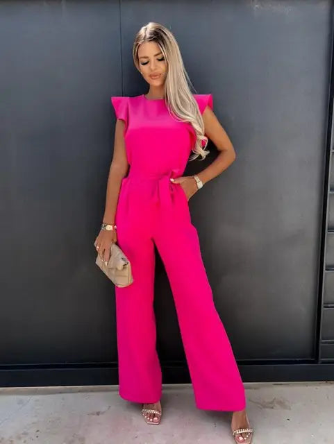 Elegant Women’s Ruffle Lace Jumpsuit