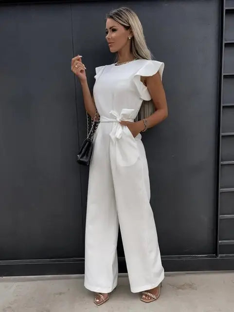 Elegant Women’s Ruffle Lace Jumpsuit