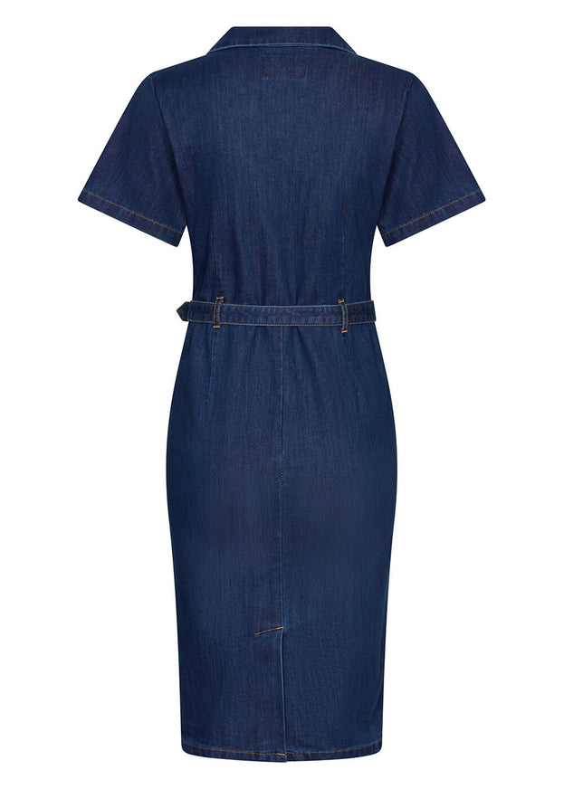 Succubus Clothing Ruby Denim Pencil Jurk Navy