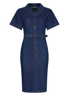 Succubus Clothing Ruby Denim Pencil Jurk Navy